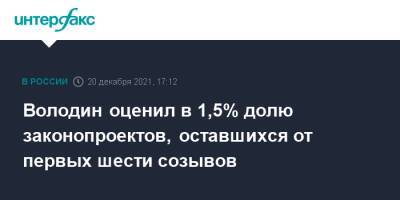 Вячеслав Володин - Володин оценил в 1,5% долю законопроектов, оставшихся от первых шести созывов - interfax.ru - Москва