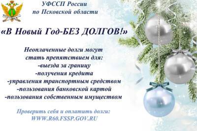 Акцию «В Новый год без долгов» запускают псковские приставы - mk-pskov.ru - Россия - Псковская обл. - Псков