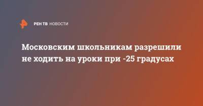 Московским школьникам разрешили не ходить на уроки при -25 градусах - ren.tv - Москва - Москва