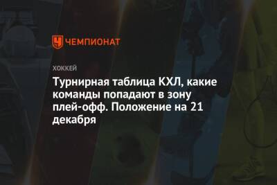 Валерий Брагин - Анвар Гатиятулин - Турнирная таблица КХЛ, какие команды попадают в зону плей-офф. Положение на 21 декабря - championat.com - Москва - Санкт-Петербург