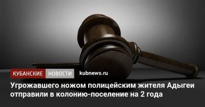 Угрожавшего ножом полицейским жителя Адыгеи отправили в колонию-поселение на 2 года - kubnews.ru - Россия - Анапа - респ. Адыгея