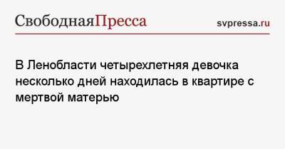 В Ленобласти четырехлетняя девочка несколько дней находилась в квартире с мертвой матерью - svpressa.ru - Россия - США - Ленинградская обл. - Томск - р-н Выборгский