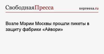 Сергей Удальцов - Возле Мэрии Москвы прошли пикеты в защиту фабрики «Айвори» - svpressa.ru - Москва