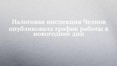 Налоговая инспекция Челнов опубликовала график работы в новогодние дни - chelny-izvest.ru - Россия - Набережные Челны