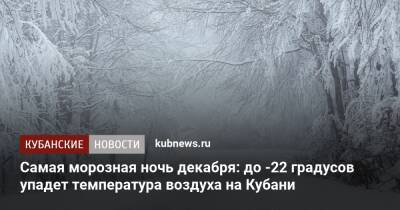 Самая морозная ночь декабря: до -22 градусов упадет температура воздуха на Кубани - kubnews.ru - Краснодарский край - Краснодар