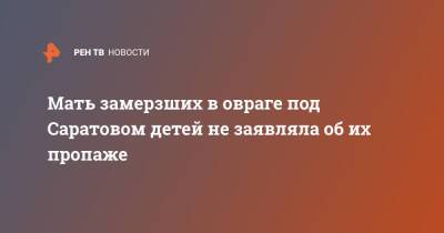 Мать замерзших в овраге под Саратовом детей не заявляла об их пропаже - ren.tv - Саратовская обл. - Саратов