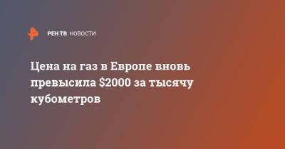 Цена на газ в Европе вновь перешагнула за $2000 за тысячу кубометров - ren.tv - Германия - Голландия - Европа