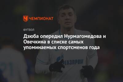 Георгий Джикия - Александр Овечкин - Артем Дзюба - Александр Головин - Александр Большунов - Хабиб Нурмагомедов - Александр Соболев - Даниил Медведев - Андрей Рублев - Алексей Миранчук - Дзюба опередил Нурмагомедова и Овечкина в списке самых упоминаемых спортсменов года - championat.com - Россия - Вашингтон - Монако