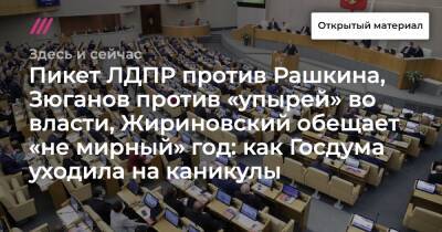 Вячеслав Володин - Валерий Рашкин - Пикет ЛДПР против Рашкина, Зюганов против «упырей» во власти, Жириновский обещает «не мирный» год: как Госдума уходила на каникулы - tvrain.ru - Россия
