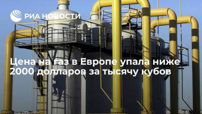 Цены фьючерсов на газ в Европе упали ниже 2000 долларов за тысячу кубов - ria.ru - Москва - Лондон - Европа - Азия
