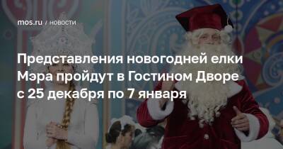 Представления новогодней елки Мэра пройдут в Гостином Дворе с 25 декабря по 7 января - mos.ru - Москва