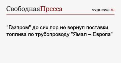«Газпром» до сих пор не вернул поставки топлива по трубопроводу «Ямал — Европа» - svpressa.ru - Германия - Польша