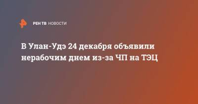 Владимир Путин - В Улан-Удэ 24 декабря объявили нерабочим днем из-за ЧП на ТЭЦ - ren.tv - Россия - Улан-Удэ - респ.Бурятия - Улан-Удэ