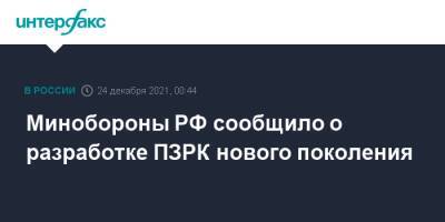 Александр Леонов - Минобороны РФ сообщило о разработке ПЗРК нового поколения - interfax.ru - Москва - Россия