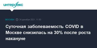 Суточная заболеваемость COVID в Москве снизилась на 30% после роста накануне - interfax.ru - Москва - Россия - Москва