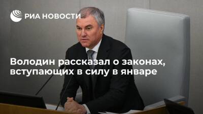 Вячеслав Володин - Спикер Госдумы Володин рассказал о законах, вступающих в силу в январе - ria.ru - Москва - Россия