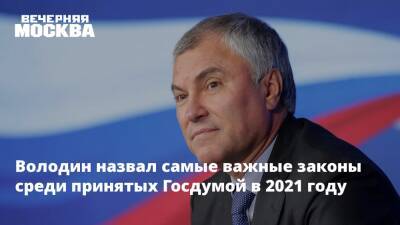 Вячеслав Володин - Володин назвал самые важные законы среди принятых Госдумой в 2021 году - vm.ru - Россия