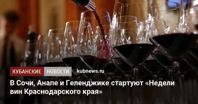 В Сочи, Анапе и Геленджике стартуют «Недели вин Краснодарского края» - kubnews.ru - Анапа - Сочи - Краснодарский край - Геленджик