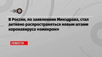 Михаил Мурашко - В России, по заявлениям Минздрава, стал активно распространяться новым штамм коронавируса «омикрон» - echo.msk.ru - Россия