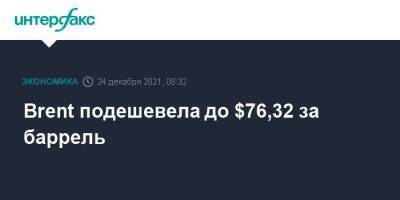 Brent подешевела до $76,32 за баррель - smartmoney.one - Москва - Лондон - Москва - Лондон