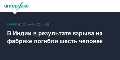 В Индии в результате взрыва на фабрике погибли шесть человек - interfax.ru - Москва - Индия