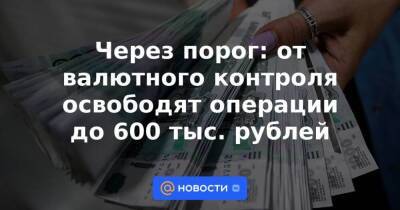 Через порог: от валютного контроля освободят операции до 600 тыс. рублей - smartmoney.one - Россия