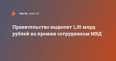 Михаил Мишустин - Правительство выделит 1,35 млрд рублей на премии сотрудникам МВД - ren.tv - Россия