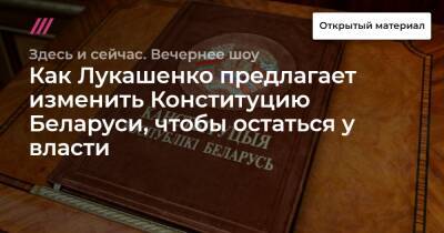 Александр Лукашенко - Как Лукашенко предлагает изменить Конституцию Беларуси, чтобы остаться у власти - tvrain.ru - Белоруссия