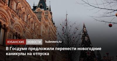 Владимир Жириновский - В Госдуме предложили перенести новогодние каникулы на отпуска - kubnews.ru - Россия