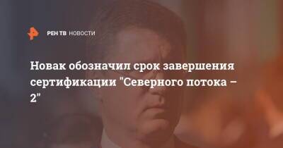 Александр Новак - Новак обозначил срок завершения сертификации "Северного потока – 2" - ren.tv - Россия