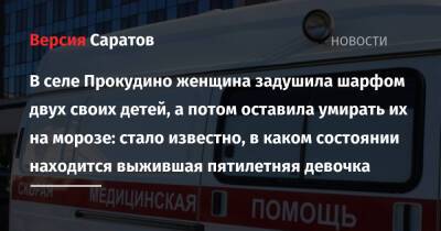 В селе Прокудино женщина задушила шарфом двух своих детей, а потом оставила умирать их на морозе: стало известно, в каком состоянии находится выжившая пятилетняя девочка - nversia.ru - Саратовская обл. - Саратов