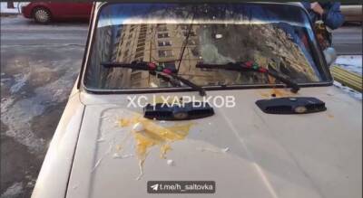 Курьез: в Харькове машину, которая перегородила вход в подъезд, забросали яйцами (ФОТО) - enovosty.com - Харьков