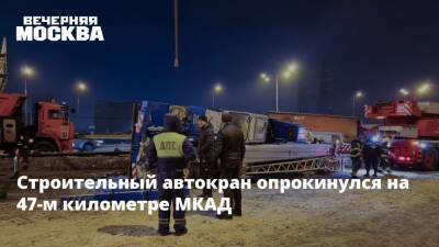 Строительный автокран опрокинулся на 47-м километре МКАД - vm.ru - Москва - Московская обл. - Москва