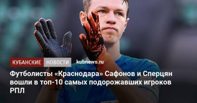 Матвей Сафонов - Эдуард Сперцяна - Футболисты «Краснодара» Сафонов и Сперцян вошли в топ-10 самых подорожавших игроков РПЛ - kubnews.ru - Краснодарский край - Краснодар - территория Краснодар