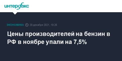 Цены производителей на бензин в РФ в ноябре упали на 7,5% - interfax.ru - Москва - Россия