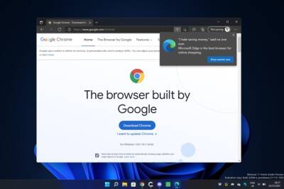 В Windows появились новые уведомления, отговаривающие пользователей от загрузки браузера Chrome - itc.ua - Украина - Microsoft