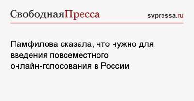 Владимир Путин - Элла Памфилова - Памфилова сказала, что нужно для введения повсеместного онлайн-голосования в России - svpressa.ru - Россия - Киргизия