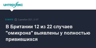 В Британии 12 из 22 случаев "омикрона" выявлены у полностью привившихся - interfax.ru - Москва - Англия - Великобритания