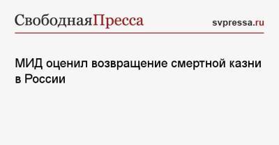 Григорий Лукьянцев - МИД оценил возвращение смертной казни в России - svpressa.ru - Россия