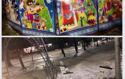 На Львовщине снова повредили декорации возле главной елки - korrespondent.net - Украина - Львовская обл. - Новояворовск
