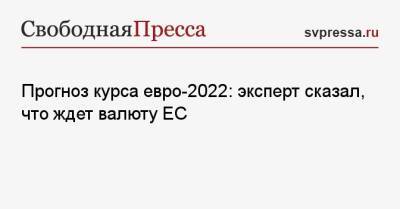 Владислав Антонов - Прогноз курса евро-2022: эксперт сказал, что ждет валюту ЕС - svpressa.ru - США
