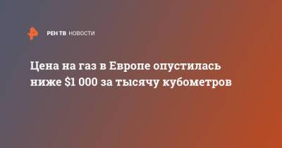Цена на газ в Европе опустилась ниже $1 000 за тысячу кубометров - ren.tv - Лондон - Европа