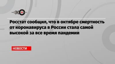 Росстат сообщил, что в октябре смертность от коронавируса в России стала самой высокой за все время пандемии - echo.msk.ru - Россия