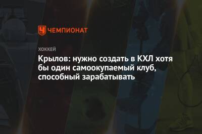 Александр Крылов - Крылов: нужно создать в КХЛ хотя бы один самоокупаемый клуб, способный зарабатывать - championat.com