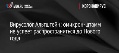Анатолий Альтштейн - Вирусолог Альтштейн: омикрон-штамм не успеет распространиться до Нового года - ivbg.ru - Россия - Украина - Юар