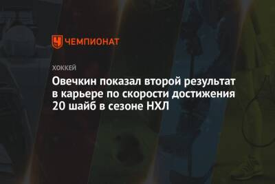 Александр Овечкин - Алексей Протас - Овечкин показал второй результат в карьере по скорости достижения 20 шайб в сезоне НХЛ - championat.com - США - Вашингтон