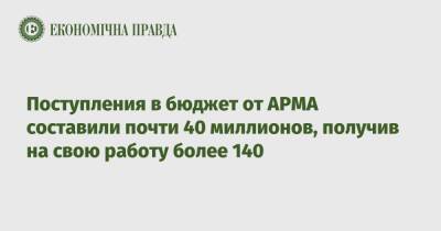 АРМА обеспечила поступления в бюджет почти 40 миллионов, получив на свою работу более 140 миллионов - epravda.com.ua - Украина