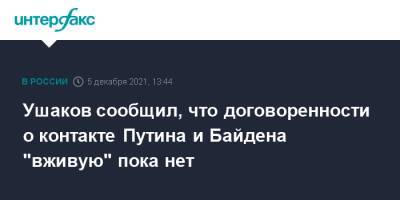 Владимир Путин - Юрий Ушаков - Павел Зарубин - Джо Байден - Ушаков сообщил, что договоренности о контакте Путина и Байдена "вживую" пока нет - interfax.ru - Москва - Россия - США