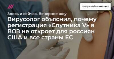 Вирусолог объяснил, почему регистрация «Спутника V» в ВОЗ не откроет для россиян США и все страны ЕС - tvrain.ru - Россия - США - Саудовская Аравия