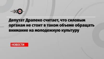 Елена Драпеко - Депутат Драпеко считает, что силовым органам не стоит в таком объеме обращать внимание на молодежную культуру - echo.msk.ru - Москва